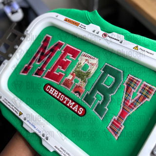 Merry Christmas Embroidered Sweatshirt - Gildan 18000