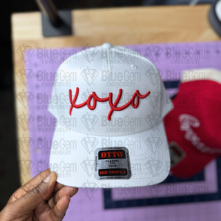 XOXO Hat Embroidery Design - 3D Puff and Flat