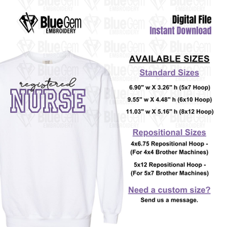 Registered Nurse Applique Embroidery Design