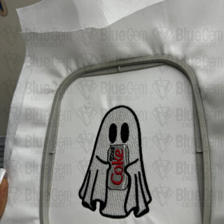 Diet Coke Ghost Embroidery Design