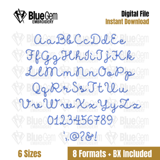 Diamond Diane Embroidery Font: Diamond Stitch Font, 6 Sizes (BX Font Included) (Digital File)