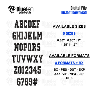Varsity Hat Embroidery Font – College Font for Hats, BX Format Included (Instant Download)