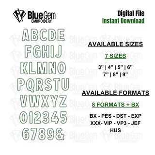 Lace Zigzag Applique Embroidery Font: Faux Lace BX Font, 7 Sizes, A-Z, 0-9 (BX Font Included)