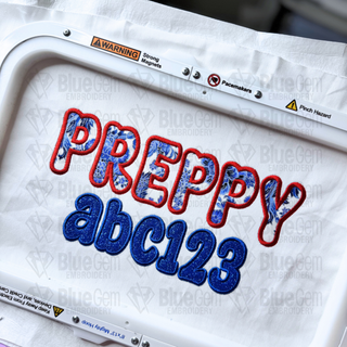 Preppy Applique Embroidery Font