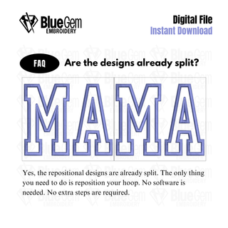 Mama Applique Embroidery Design - Straight - Single Color