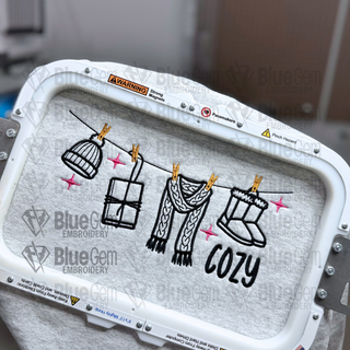 Cozy Season Clothing Line Icons Embroidery Design