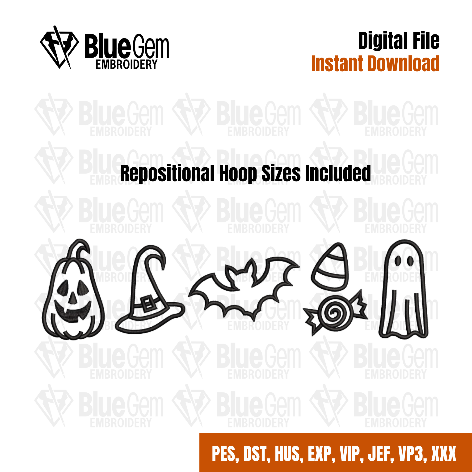 Halloween Icons Embroidery Design