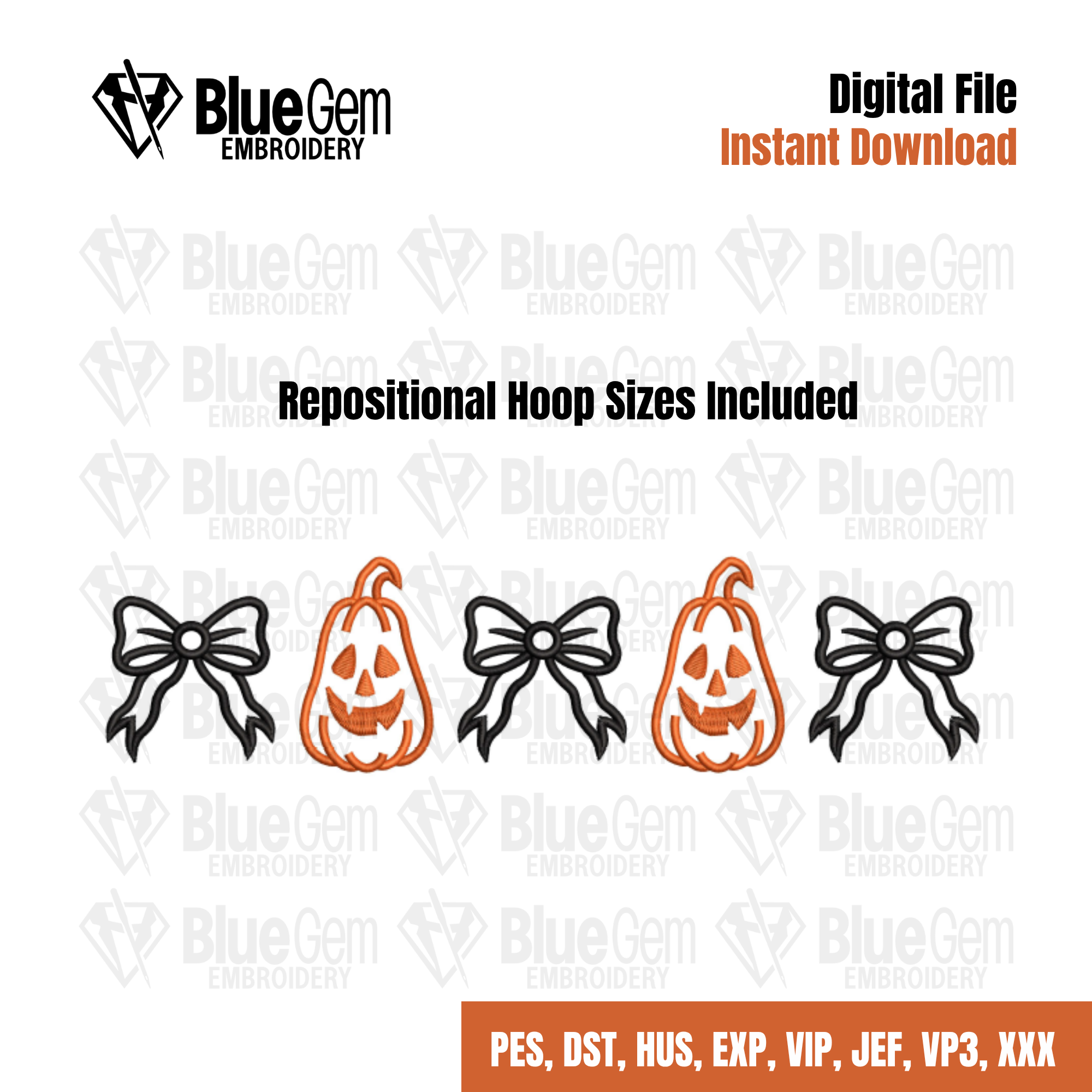 Pumpkin Bows Embroidery Design