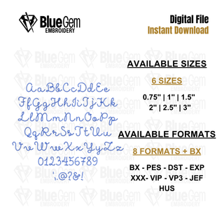 Diamond Diane Embroidery Font: Diamond Stitch Font, 6 Sizes (BX Font Included) (Digital File)
