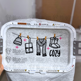 Cozy Season Clothing Line Icons Embroidery Design