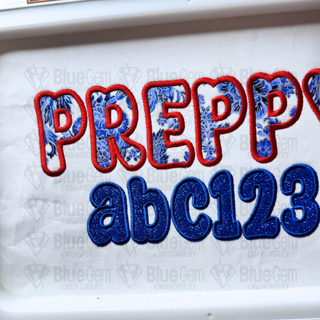 Preppy Applique Embroidery Font