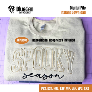 Spooky Season Applique Embroidery Design - Bean Stitch