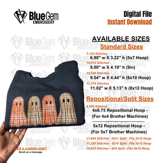 Applique Ghost Embroidery Design - Bean Stitch