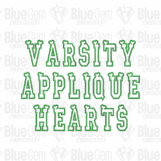 Varsity Applique Embroidery Font w Hearts