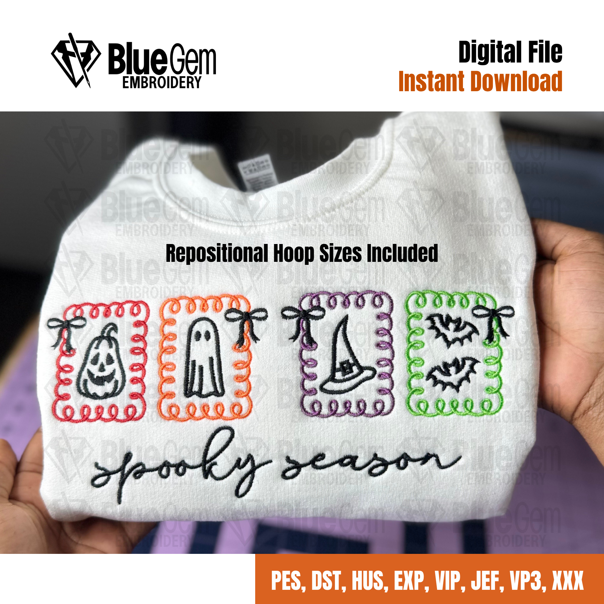 Spooky Season Embroidery Design - Halloween Icons
