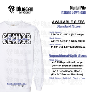 Senior 2026 Embroidery Design - Class of 2026