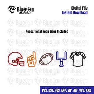 Football Icons Embroidery Design