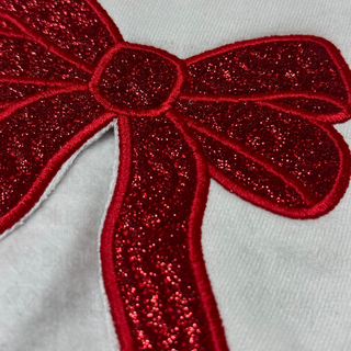 Side Bow Appliqué Sweatshirt Embroidery Design - w Quilted/Motif Outline