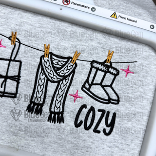 Cozy Season Clothing Line Icons Embroidery Design