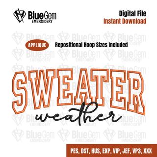 Sweater Weather Applique Embroidery Design