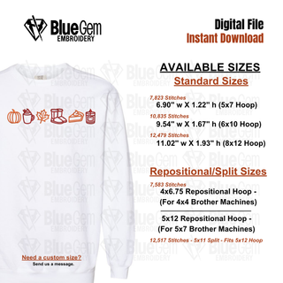 Fall Icons Embroidery Design - F01