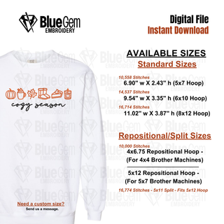 Cozy Season Embroidery Design w Icons