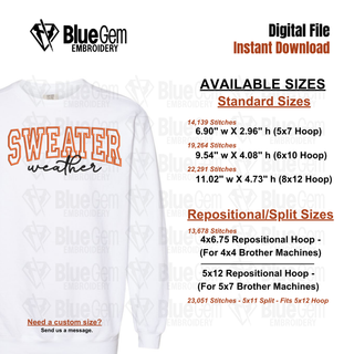 Sweater Weather Applique Embroidery Design