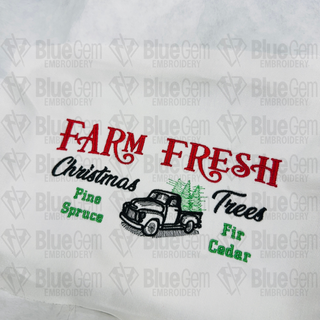 Farm Fresh Christmas Trees Embroidery Design