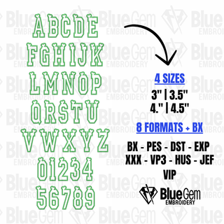 Varsity Applique Embroidery Font w Hearts