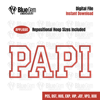 Papi Applique Embroidery Design - Straight