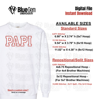 Papi Applique Embroidery Design - Straight