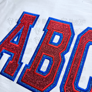 Double Layer Applique Embroidery Font: Tall Varsity Font, 6 Sizes, A-Z, 0-9 (BX Font Included)