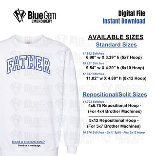 Father Applique Embroidery Design - Curved