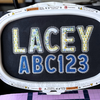 Lace Zigzag Applique Embroidery Font: Faux Lace BX Font, 7 Sizes, A-Z, 0-9 (BX Font Included)