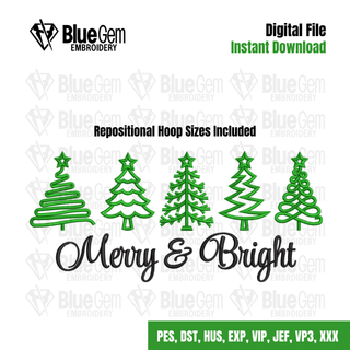 Merry and Bright Embroidery Design