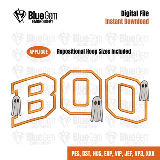 Boo Applique with Ghost Embroidery Design
