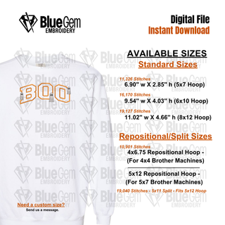 Boo Applique with Ghost Embroidery Design