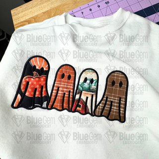 Applique Ghost Embroidery Design - Satin Stitch
