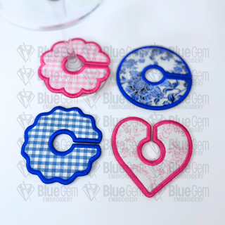 Set of 4 In-The-Hoop Wine Stem Tags Embroidery Design – Wine Glass Tags (Instant Download)