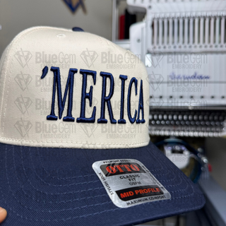Merica Hat Embroidery Design - Puff & Flat - Serif