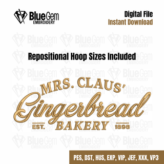 Mrs Claus Gingerbread Bakery Embroidery Design