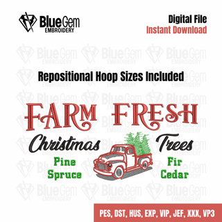 Farm Fresh Christmas Trees Embroidery Design