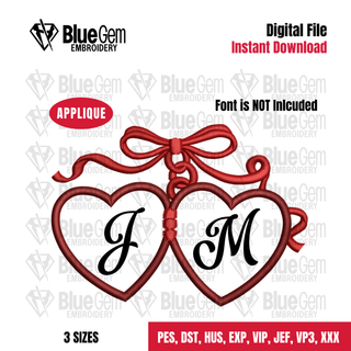 Heart Locket Applique Monogram Frame Embroidery Design