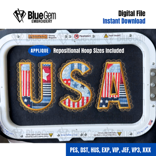 Lace USA Applique Embroidery Design – Satin Stitch