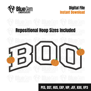 Boo Pumpkin Applique Embroidery Design