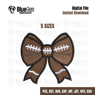 Coquette Football Bow Embroidery Design