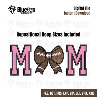 Football Mom Coquette Embroidery Design