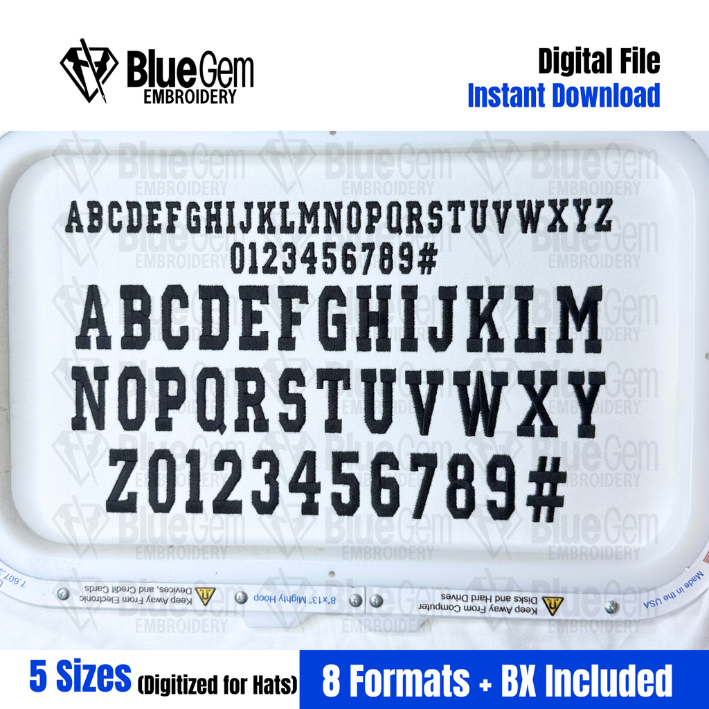 Varsity Hat Embroidery Font – College Font for Hats, BX Format Include ...