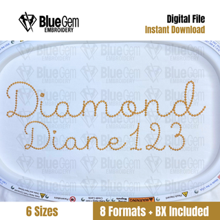 Diamond Diane Embroidery Font: Diamond Stitch Font, 6 Sizes (BX Font Included) (Digital File)