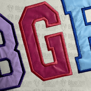 College Applique Embroidery Font, 5 Sizes, 8 Formats, BX included - Blue Gem Embroidery